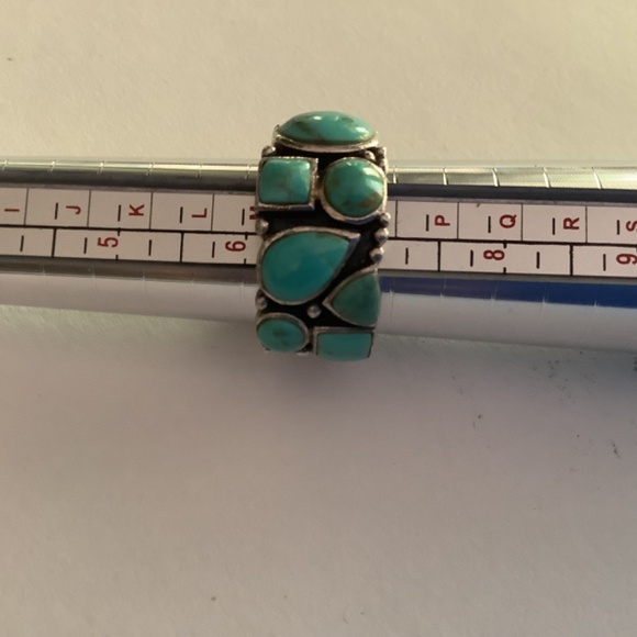GORGEOUS STERLING SILVER TURQUOISE BAND WITH 7 STONES!! - Picture 9 of 11